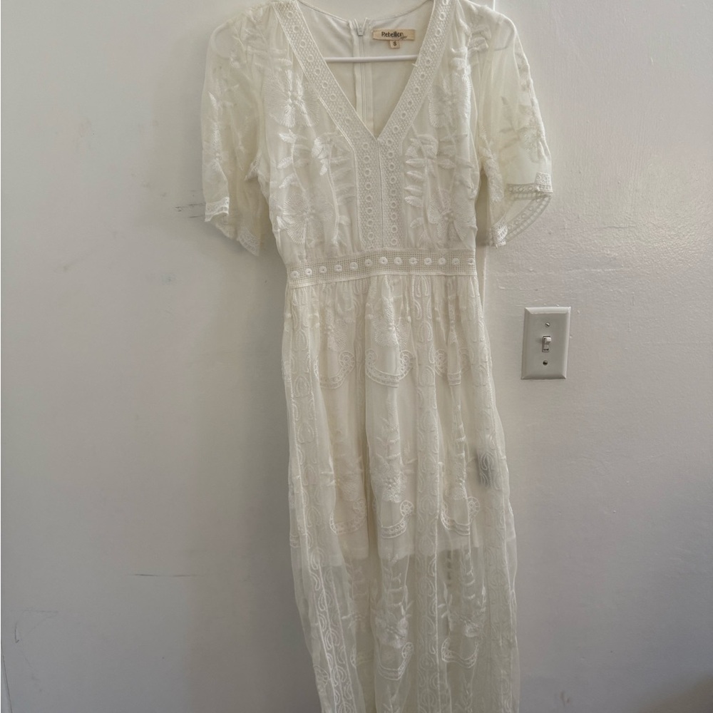 Cream Bohemian Lace Dress
